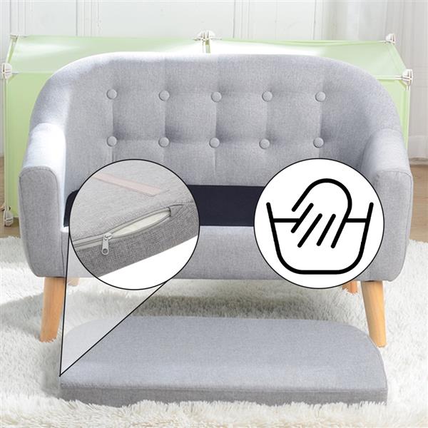 【BF】儿童双人沙发带沙发垫可拆洗 美标麻布 08灰色-2