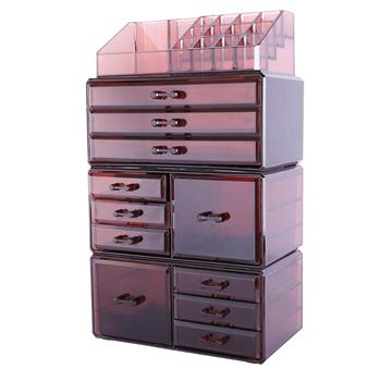 咖啡色塑料化妆品收纳架4件套SF-1122-10