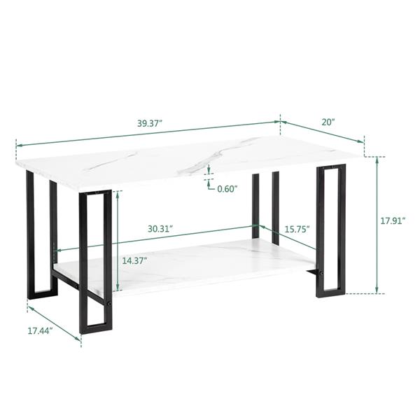 白色2层1.5cm厚密度板仿大理石方形桌面铁艺咖啡桌（HT-JJ011）-20