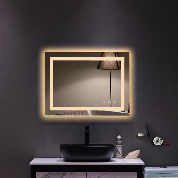 方形触摸LED浴室镜 三色调光-32*24"-6