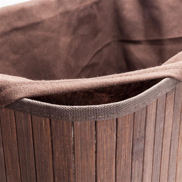 翻盖式折叠脏衣篮（竹质）-深棕色-18