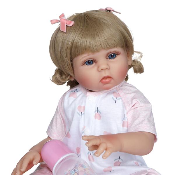 【KRT】全胶仿真娃娃：18英寸 粉白小花睡衣婴儿-27
