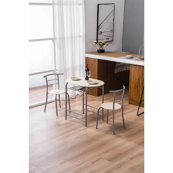 原木色木纹PVC早餐桌 （一桌两椅）【80x53x76cm】-36