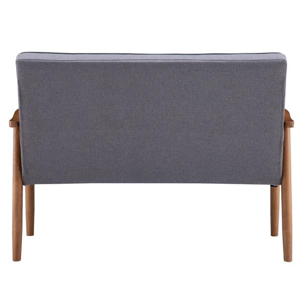 A款复古的现代木质 双人沙发椅 休闲椅 浅灰色布料 【126 x 75 x 83.5cm】-4