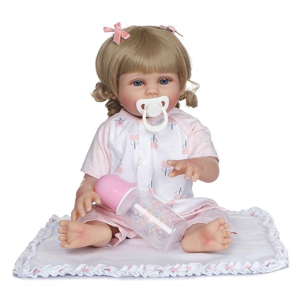 【KRT】全胶仿真娃娃：18英寸 粉白小花睡衣婴儿-26