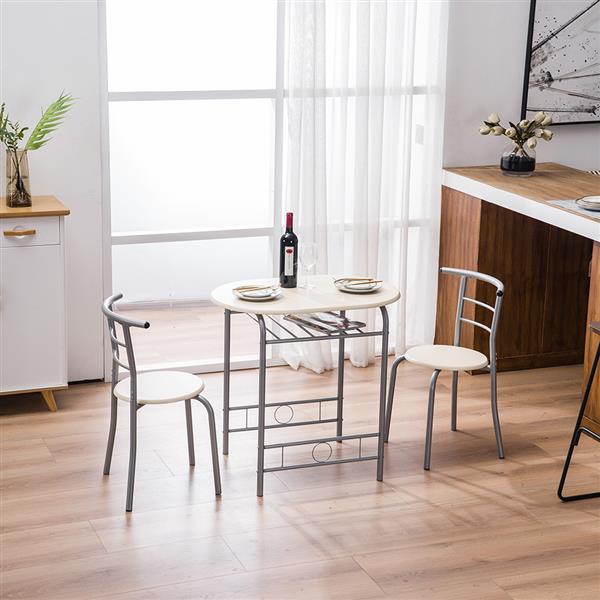 原木色木纹PVC早餐桌 （一桌两椅）【80x53x76cm】-1