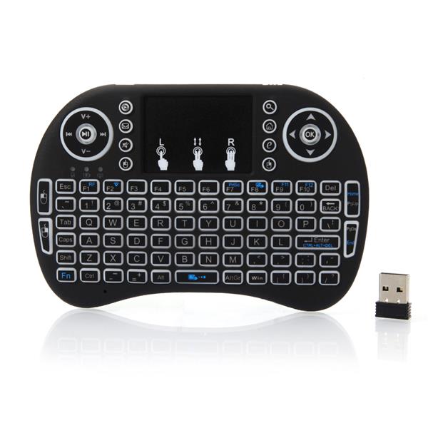 MINI i8 空中飞鼠 2.4G迷你无线键盘 air mouse 带触摸板三色背光 黑色-9