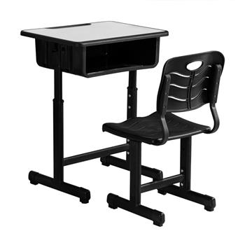 学生桌椅套装A款 黑烤漆 白色面 黑色塑料【60 x 45 x (67.5-76)cm】