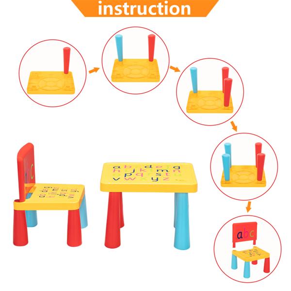塑料儿童桌椅一桌一椅 缩小版 蘑菇腿【40x35x30】-38