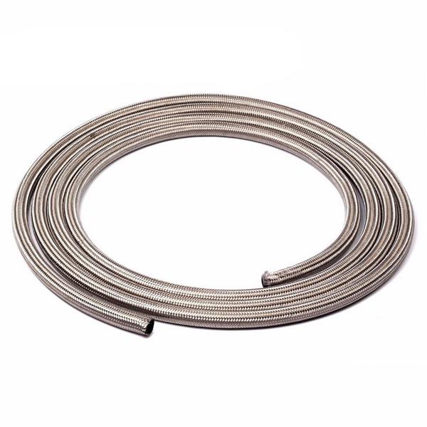 6AN 15ft Universal Stainless Steel Nylon Braided Fuel Hose Silver-1