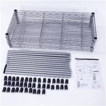 碳钢长方形金属5层储物架-银灰色