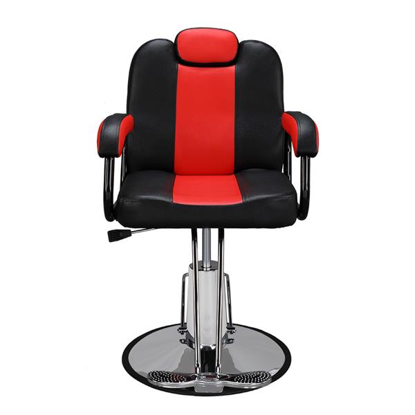 PVC皮套 铁框架 圆形底座 150kg 黑红 HZ88100  理发椅-3