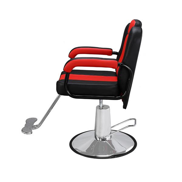 PVC皮套 铁框架 圆形底座 150kg 黑红 HZ88100  理发椅-10