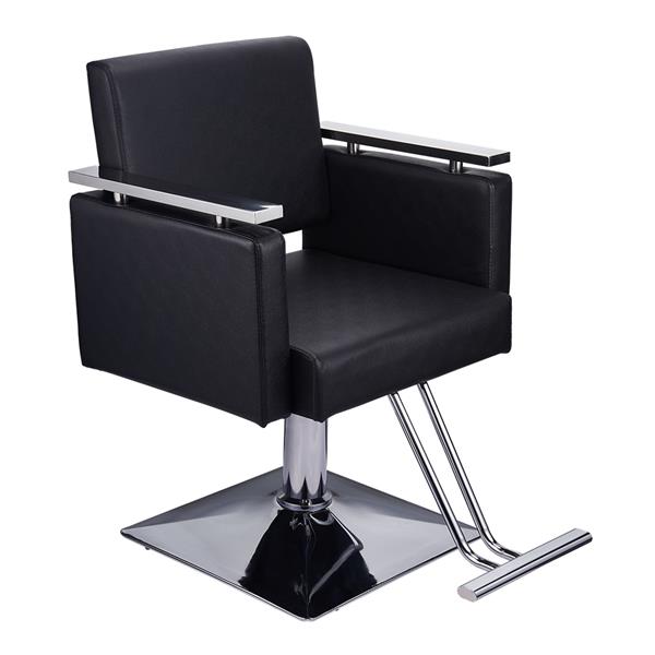 PVC皮革 不锈钢扶手 方形底座 150kg 黑色 HC197R 理发椅-3
