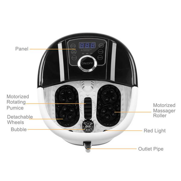 美规ETL认证 110V 300/400/500W 黑色 PP新料 带触摸屏数码显示变频 自动滚轮8802 足浴盆-21