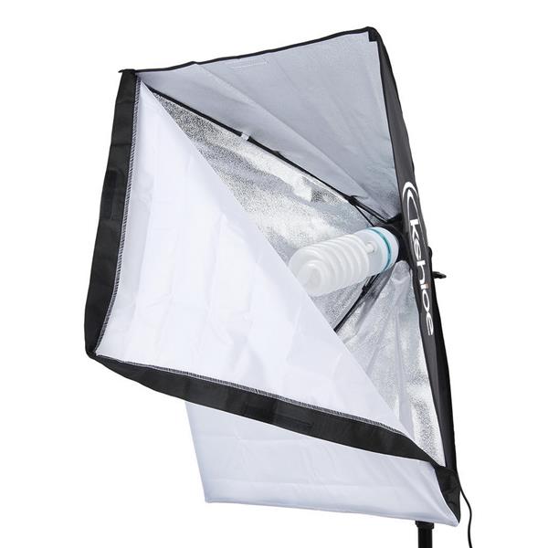 欧规 KS07 45W 长方形 带白伞和黑银伞加柔光箱和背景布支架4灯组合 摄影套装-12