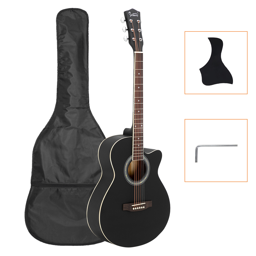 [Do Not Sell on Amazon]Glarry GT501 40 inch Spruce Front Cutaway Folk Guitar with Bag & Board & Wrench Tool Black