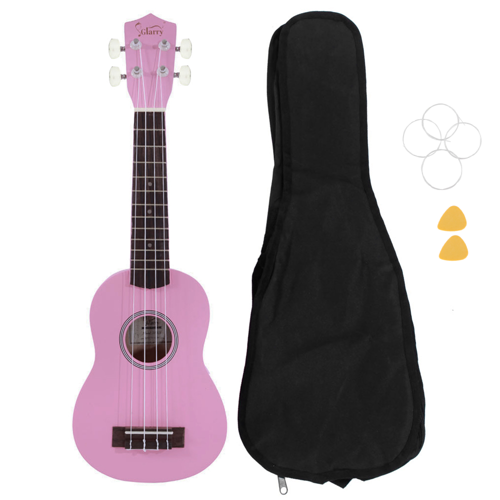 [Do Not Sell on Amazon]Glarry UK101 21" Pure Color Rosewood Fingerboard Basswood Soprano Ukulele with Bag Pink