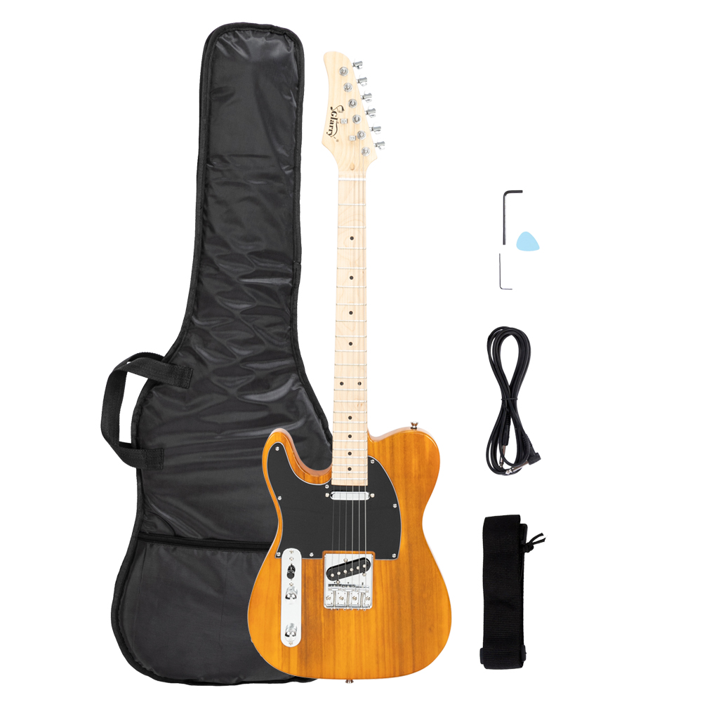 [Do Not Sell on Amazon]Glarry GTL Left Hands Electric Guitars Maple Fingerboard SS Pickup for Beginners Transparent Yellow