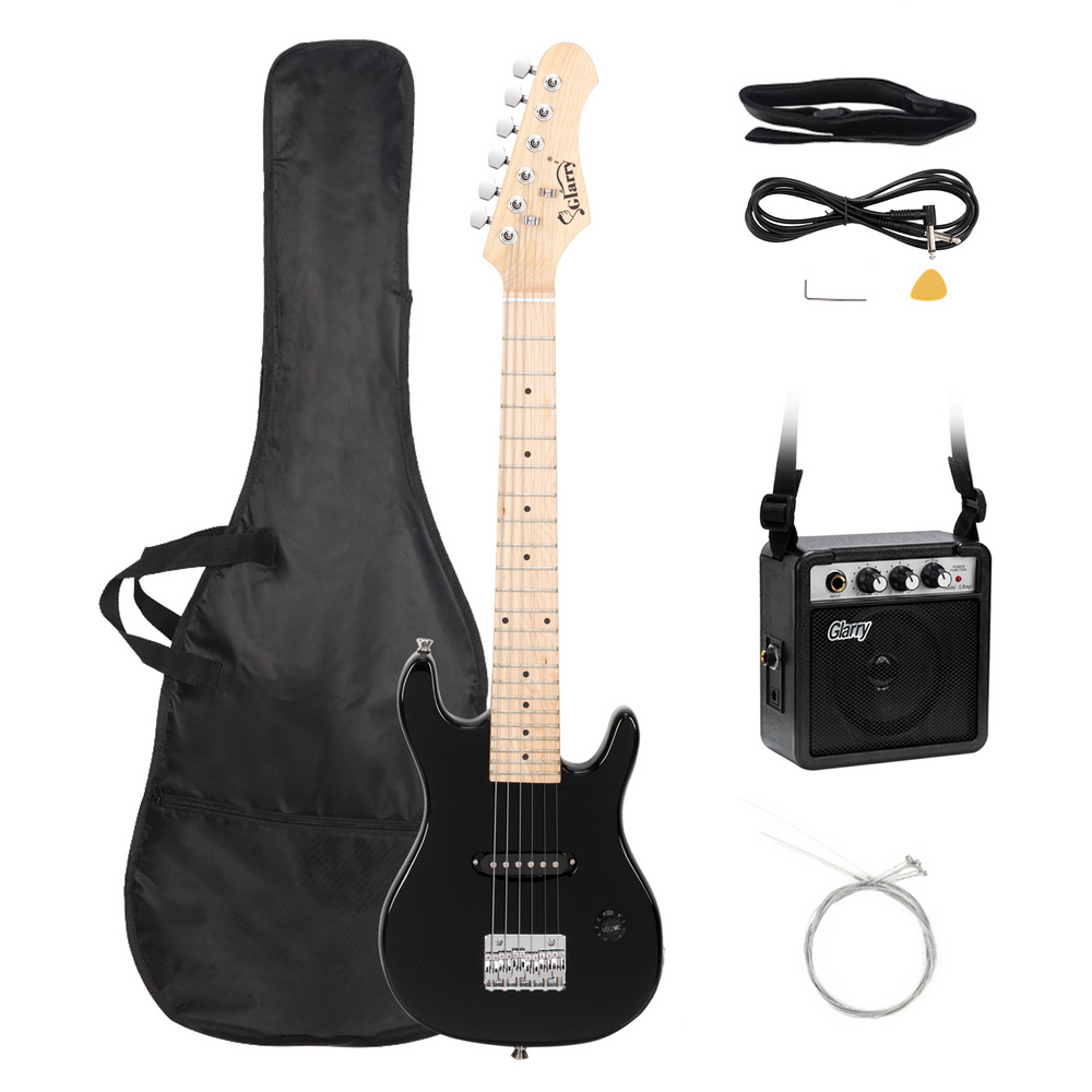 [Do Not Sell on Amazon]Glarry 30" Maple Fingerboard Electric Guitar Amplifier Bag String Shoulder Strap Plectrum Cord Wrench Tool Black