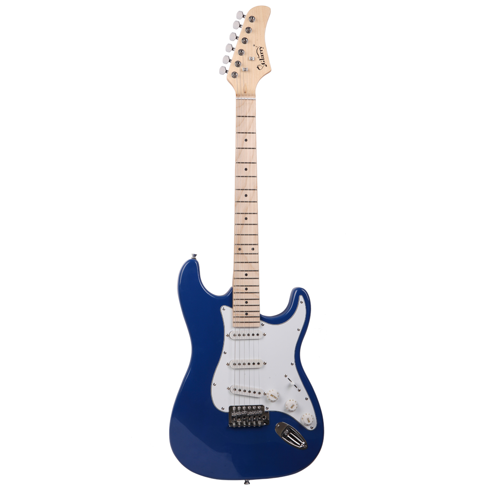 [Do Not Sell on Amazon]Glarry GST Maple Fingerboard Electric Guitar Bag Shoulder Strap Pick Whammy Bar Cord Wrench Tool Blue