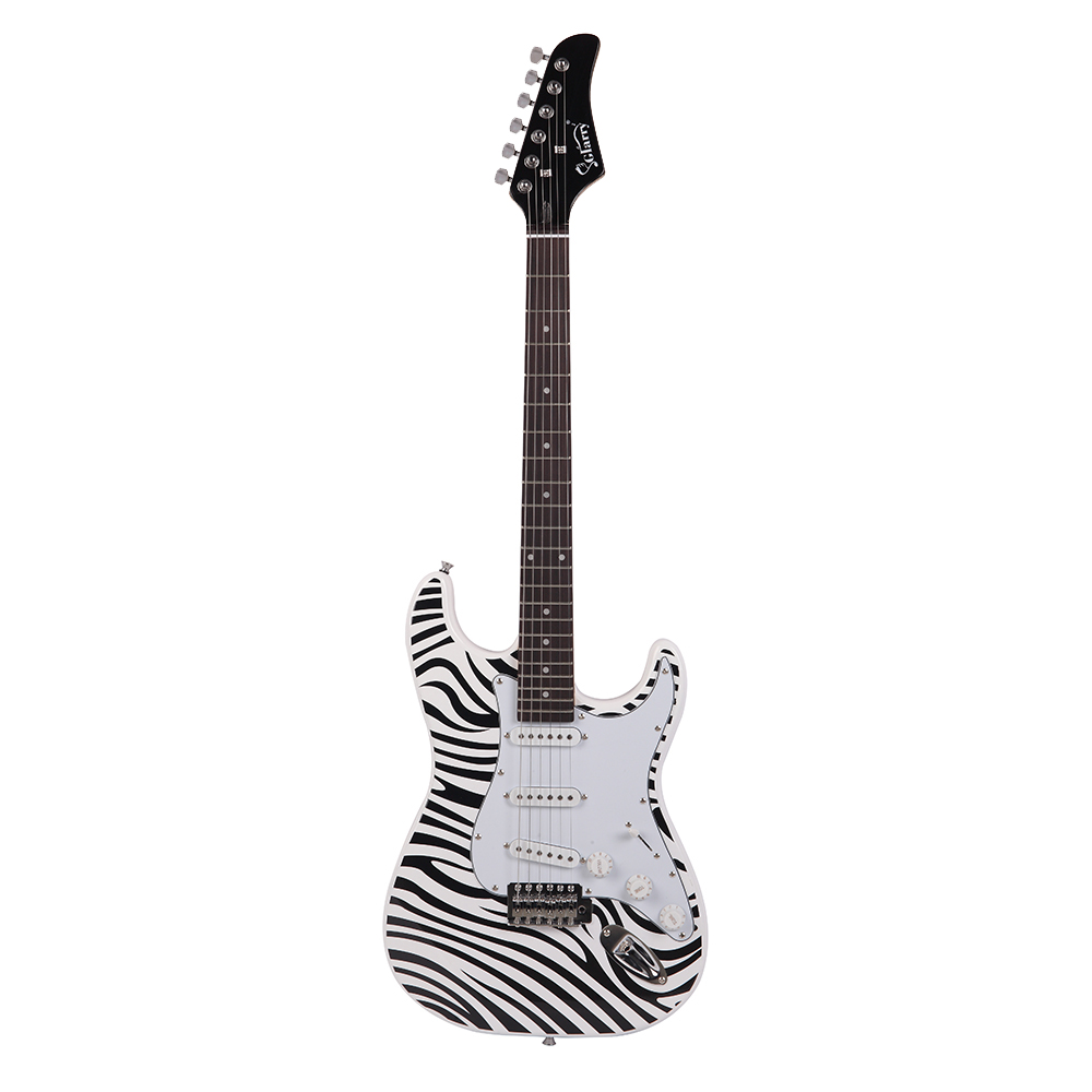 [Do Not Sell on Amazon]Glarry GST-E Electric Guitar Bag Shoulder Strap Pick Whammy Bar Cord Wrench Tool Zebra-stripe