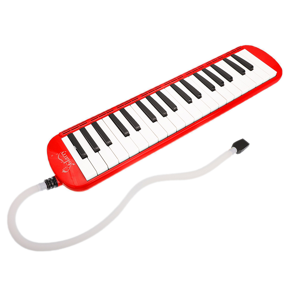 [Do Not Sell on Amazon]Glarry 37-Key Melodica with Mouthpiece & Hose & Bag Red