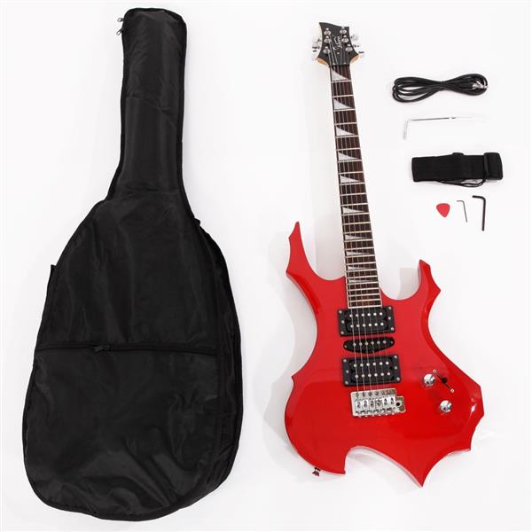 【AM不售卖】单摇双-单-双拾音器 红色 S201 火焰电吉他+音箱套装-2