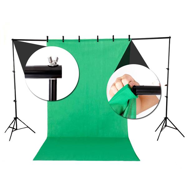 欧规 KS07 45W 长方形 带白伞和黑银伞加柔光箱和背景布支架4灯组合 摄影套装-69