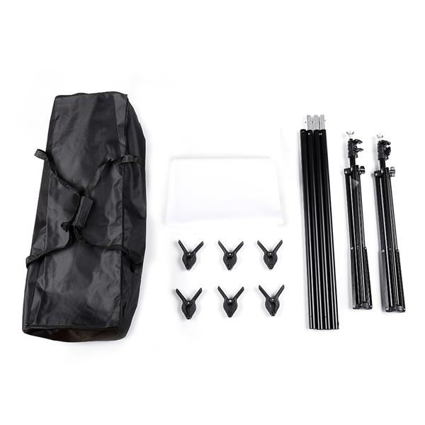 欧规 KS07 45W 长方形 带白伞和黑银伞加柔光箱和背景布支架4灯组合 摄影套装-52