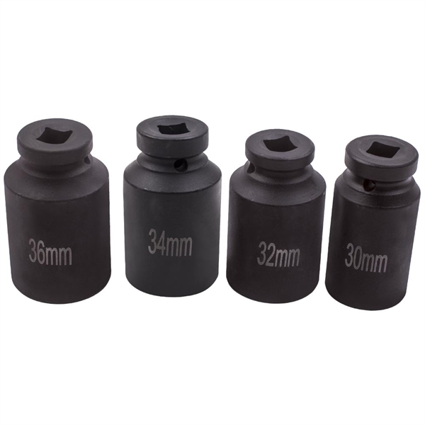 轴螺母套件4pcs 1/2" Drive Spindle Axle Nut Socket Set 12 Point 30mm 32mm 34mm 36mm-4