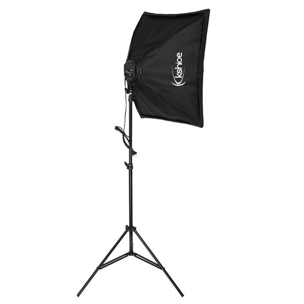 欧规 KS07 45W 长方形 带白伞和黑银伞加柔光箱和背景布支架4灯组合 摄影套装-5