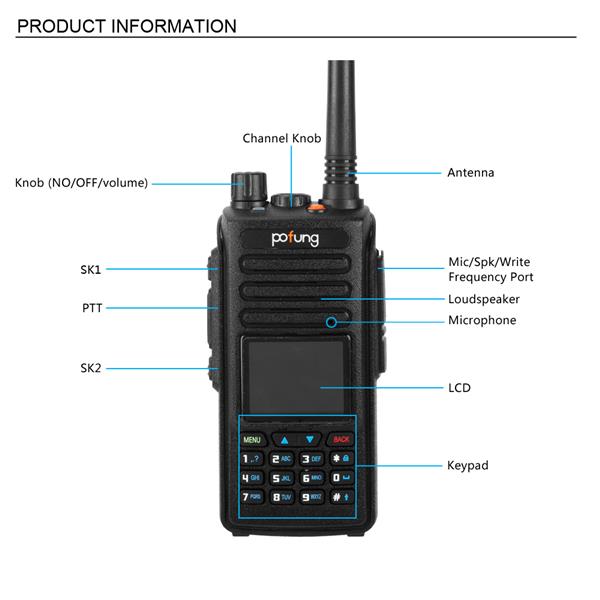 英规 DMR-1702 5W 2200mAh 分体充可拆天线彩屏UV双段带GPS  成人 数字对讲机-25