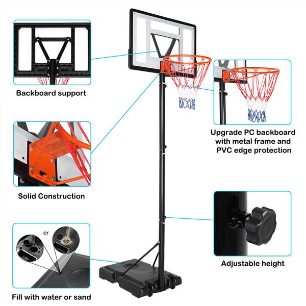 LX】B07N PVC透明板 210-305cm N002 便携式可移动 青少年 篮球架-18