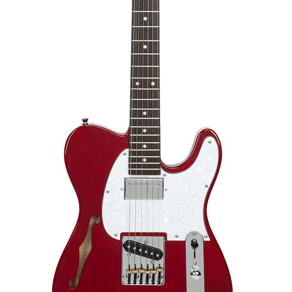 【AM不售卖】GTL 半空心双-单拾音器 玫瑰木指板 透明酒红-白护板 S101 TL电吉他-16