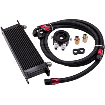 油管 Oil Lines 13 Row AN10 Engine Racing Trust Oil Cooler w/ Thermostat Oil Filter Adapter Kit