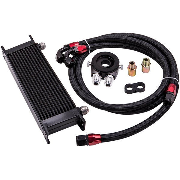 油管 Oil Lines 13 Row AN10 Engine Racing Trust Oil Cooler w/ Thermostat Oil Filter Adapter Kit-1