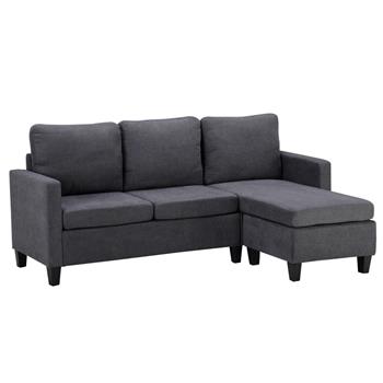 L形 深灰色 简约北欧风格 室内组合沙发 可变组合 实木 软包 196*68*80cm 