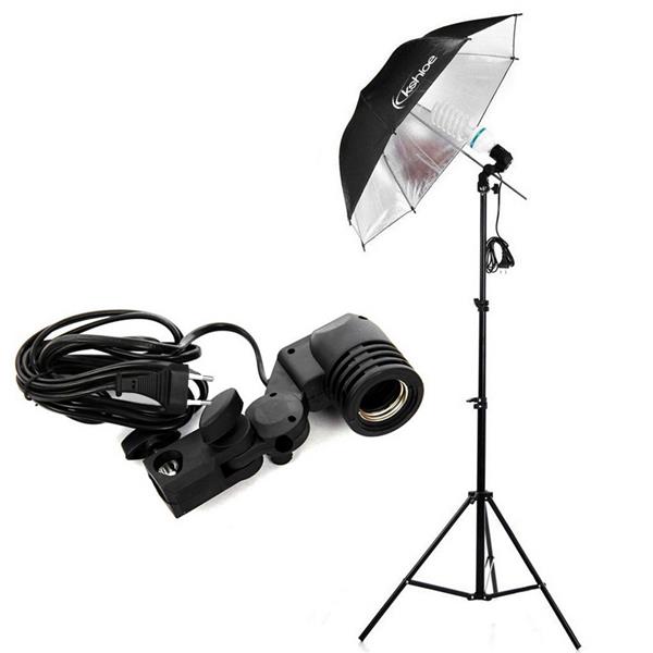 欧规 KS07 45W 长方形 带白伞和黑银伞加柔光箱和背景布支架4灯组合 摄影套装-4