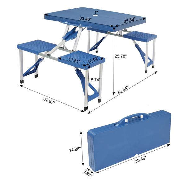 135.5*83*65.5cm 塑料 桌椅连体 50kg 蓝色 野营连体桌椅-24