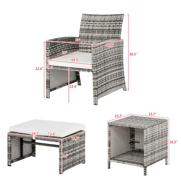 2pcs单人椅和2pcs脚凳和1pc茶几 铁框架 灰白渐变 N002 脚凳可收纳 编藤多件套-42