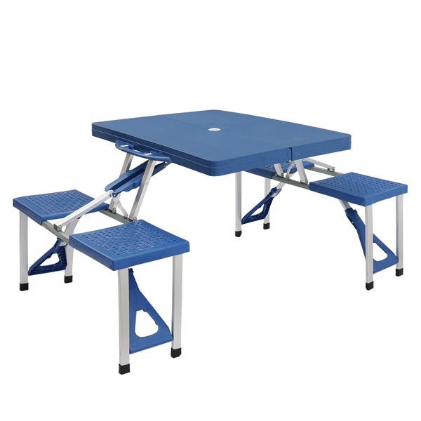 135.5*83*65.5cm 塑料 桌椅连体 50kg 蓝色 野营连体桌椅-1