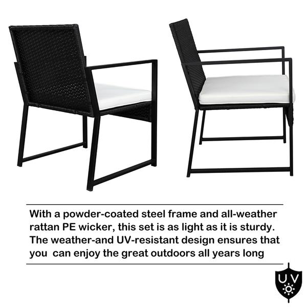 2pcs单人平脚椅和1pc茶几 铁框架 管材外露 黑色四线 N003 编藤三件套-16