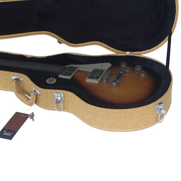 【AM不售卖】PVC 随琴身鼓面型 黄色细纹 GLP电吉他  电吉他皮盒-6