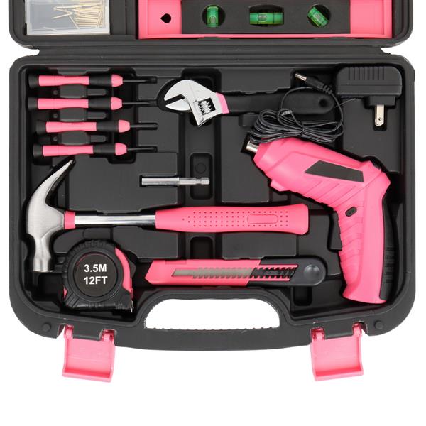 NEW 39pcs Pink Tool Set Household Tools Kit Box Mechanics Women Ladies 