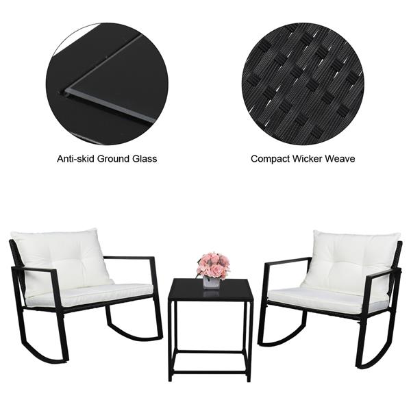 2pcs单人摇椅和1pc茶几 铁框架 管材外露 黑色四线 N001 编藤三件套-38