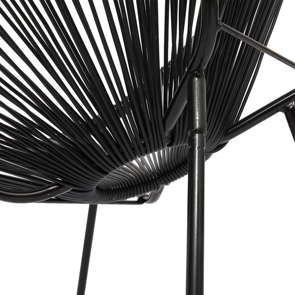 2pcs太阳椅和1pc茶几 铁框架 稀编 黑色 N001 编藤三件套-14
