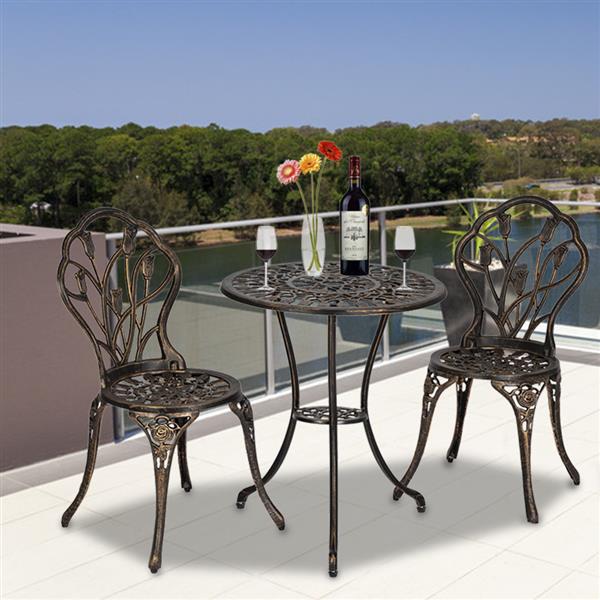 Title 8, 3-teiliges Tulpen-Bistro-Set mit Tisch und Stuh...