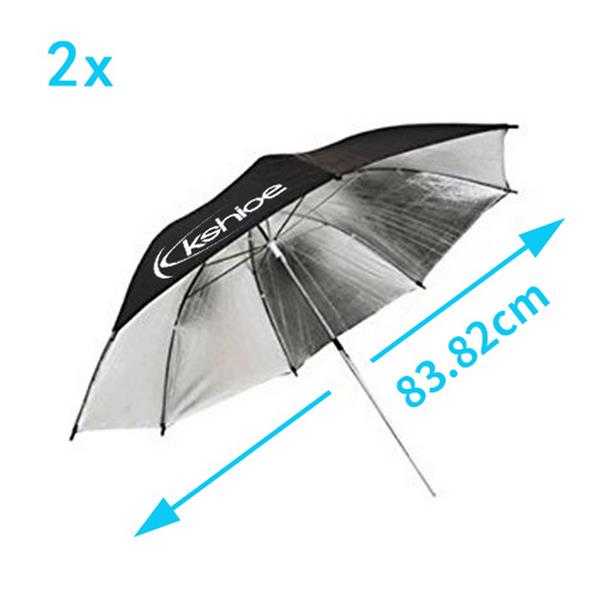 欧规 KS07 45W 长方形 带白伞和黑银伞加柔光箱和背景布支架4灯组合 摄影套装-14