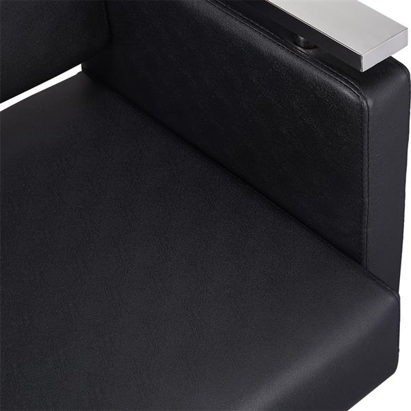 PVC皮革 不锈钢扶手 方形底座 150kg 黑色 HC197R 理发椅-11